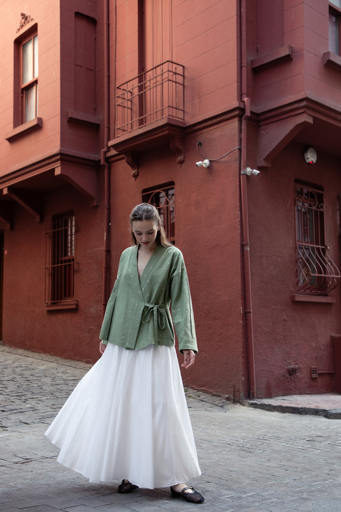 Muted Green Natural Linen Kimono