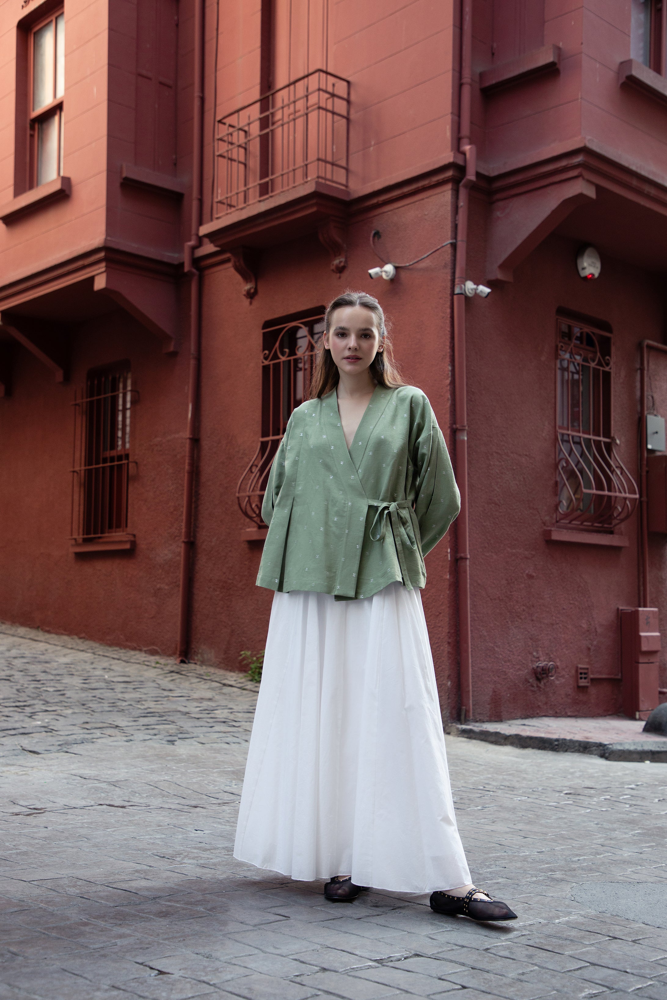 Muted Green Natural Linen Kimono