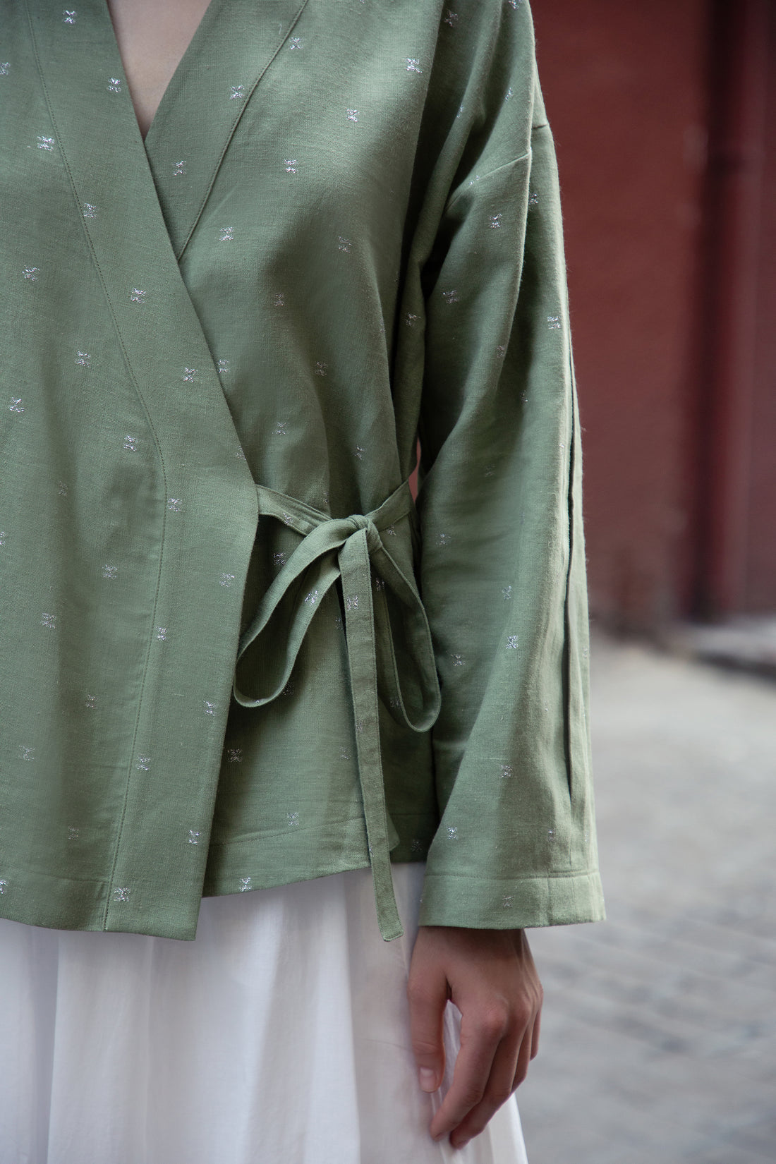 Muted Green Natural Linen Kimono