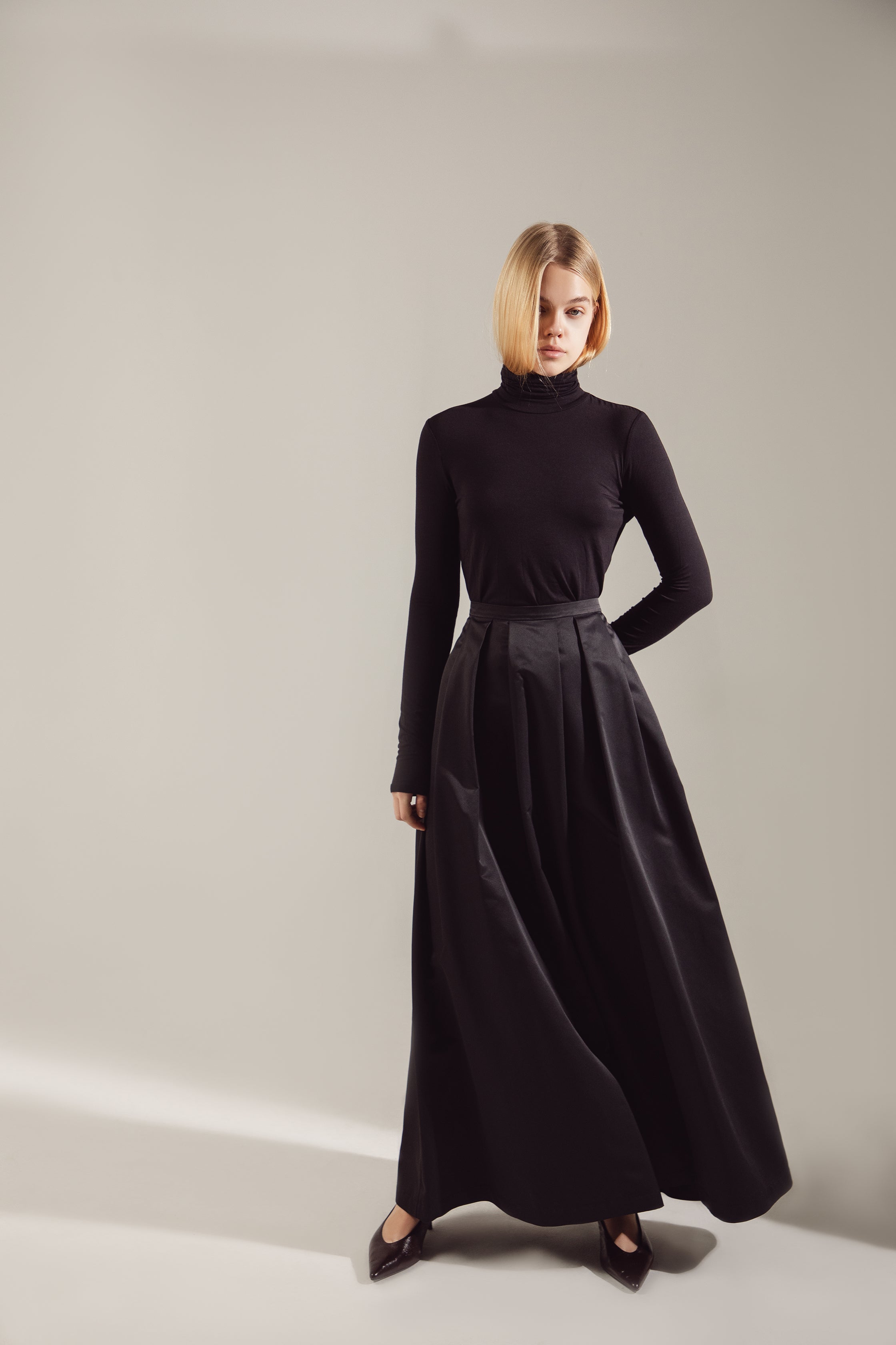 Basic Black Cotton-Viscose Turtleneck