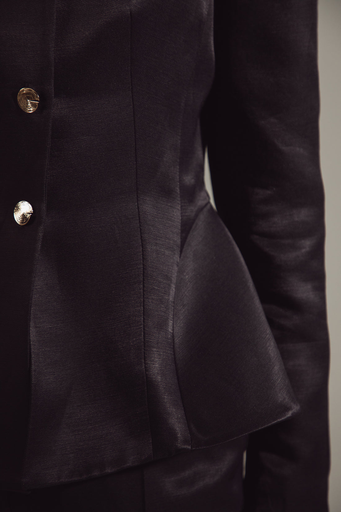 Deep Black Peplum Suit - Jacket & Trousers