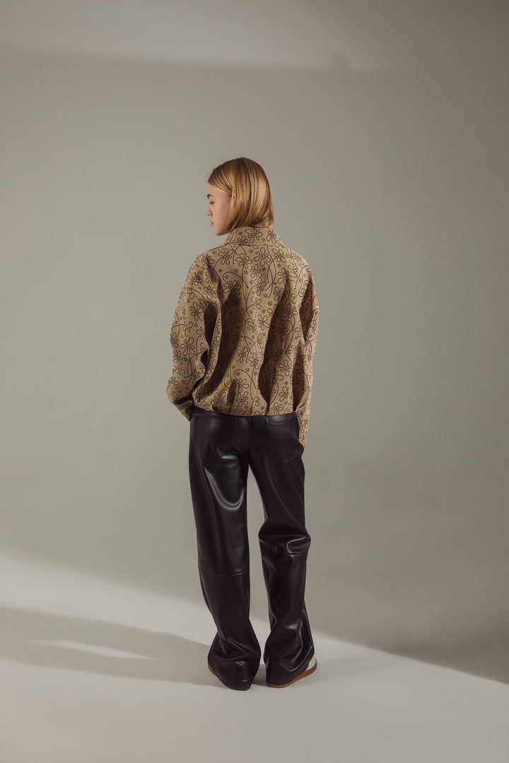 Wide-Leg Premium Eco-Leather Trousers