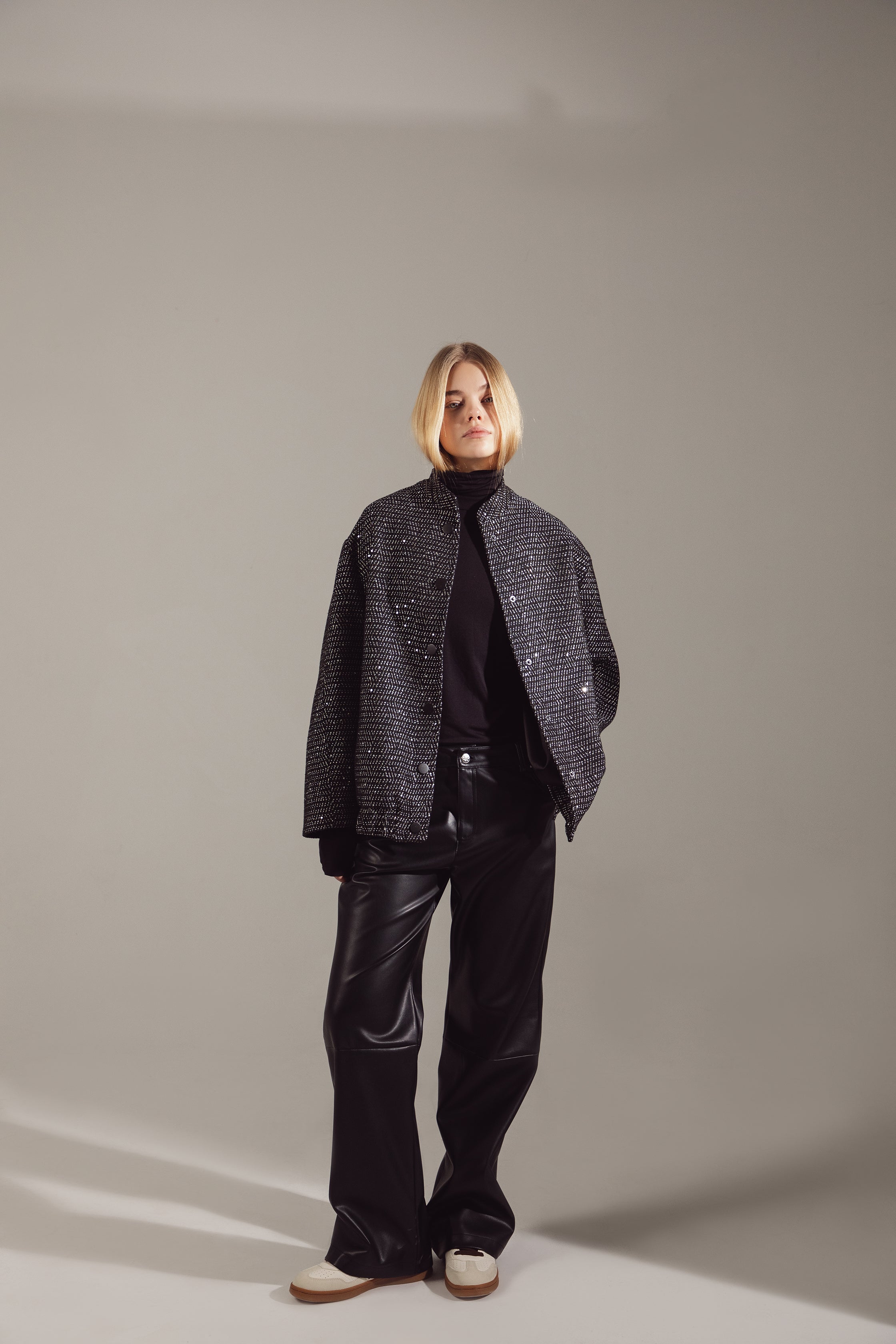 Wide-Leg Premium Eco-Leather Trousers