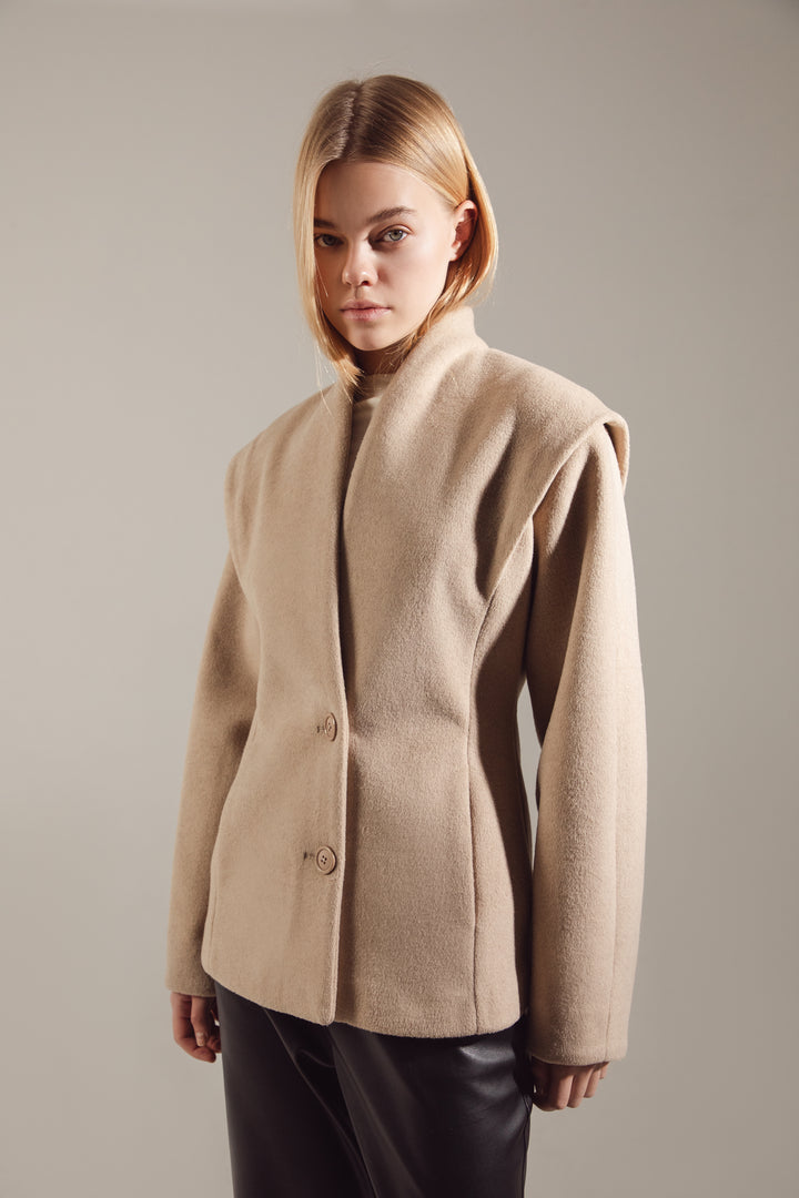 "Milky" Premium Wool Cropped Jacket-Coat