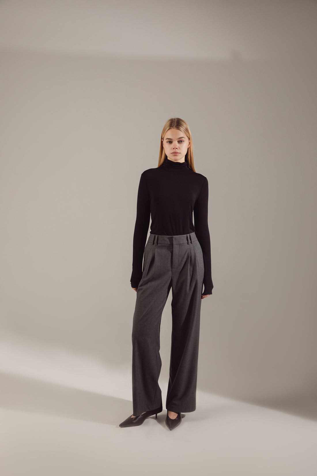 Basic Black Cotton-Viscose Turtleneck