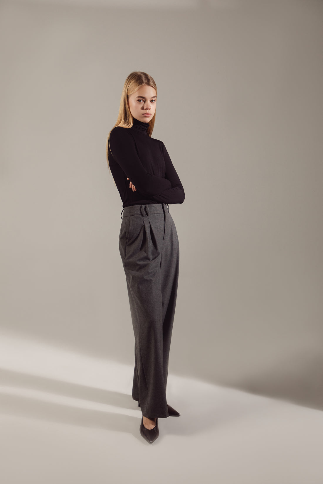 "Noble Gray" Thick Cotton-Polyester Trousers