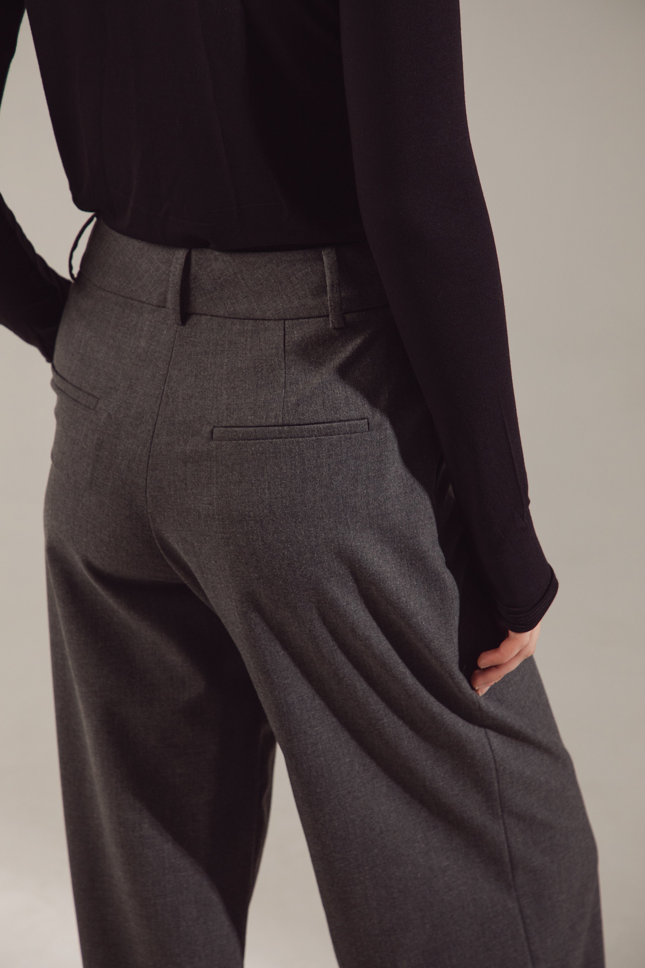 "Noble Gray" Thick Cotton-Polyester Trousers