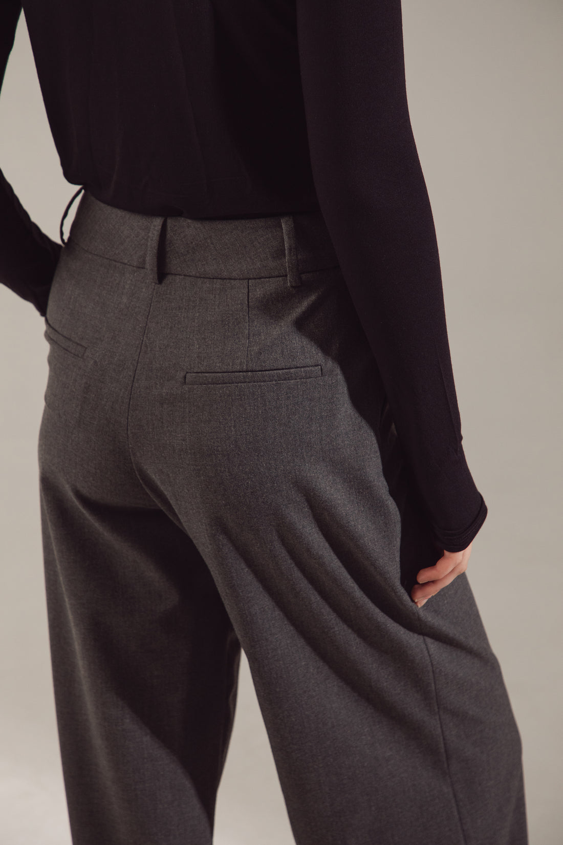 "Noble Gray" Thick Cotton-Polyester Trousers