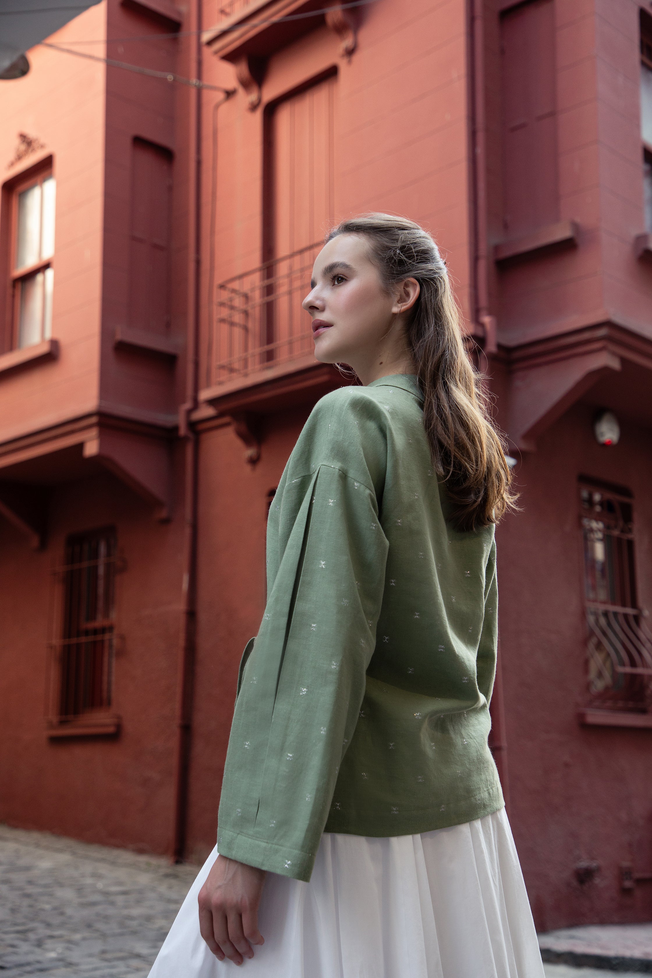 Muted Green Natural Linen Kimono