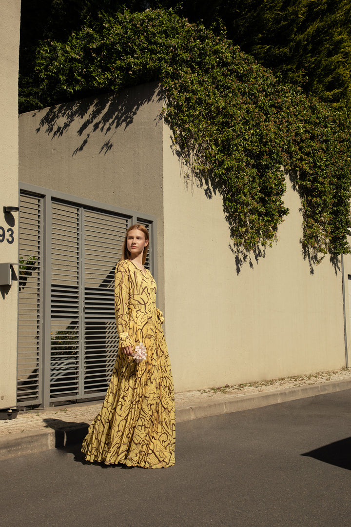 Exclusive Pleated Yoryo Chiffon Maxi Dress