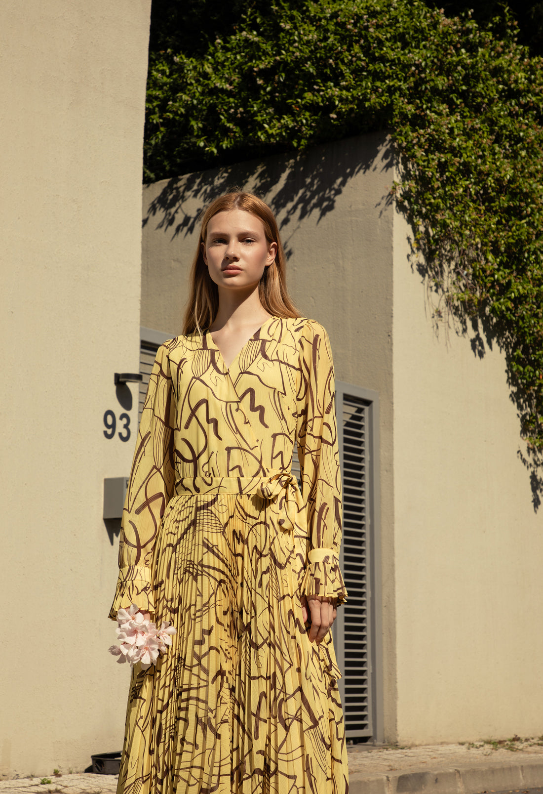 Exclusive Pleated Yoryo Chiffon Maxi Dress