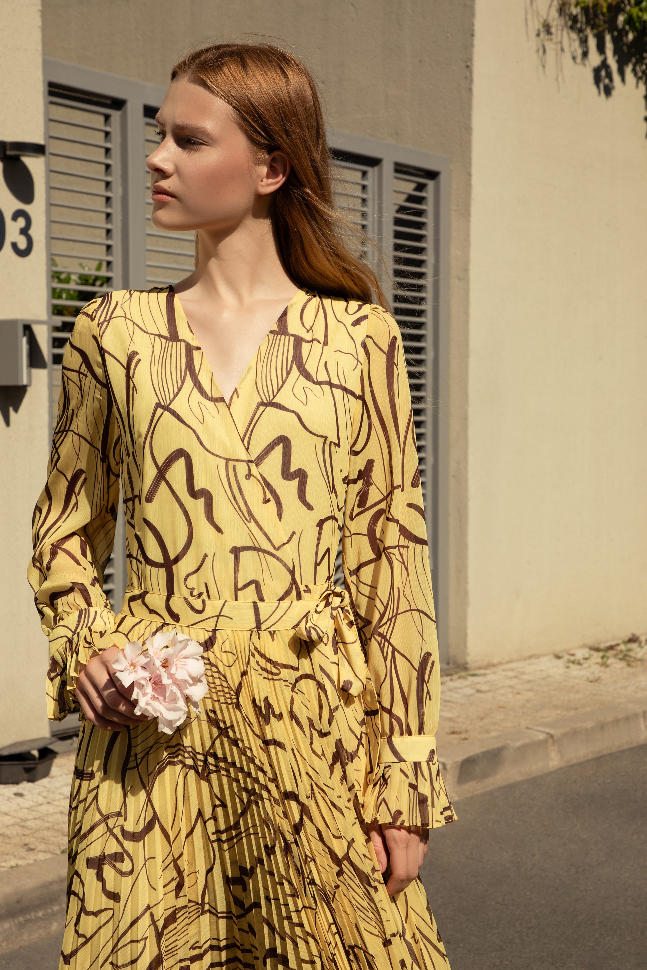 Exclusive Pleated Yoryo Chiffon Maxi Dress