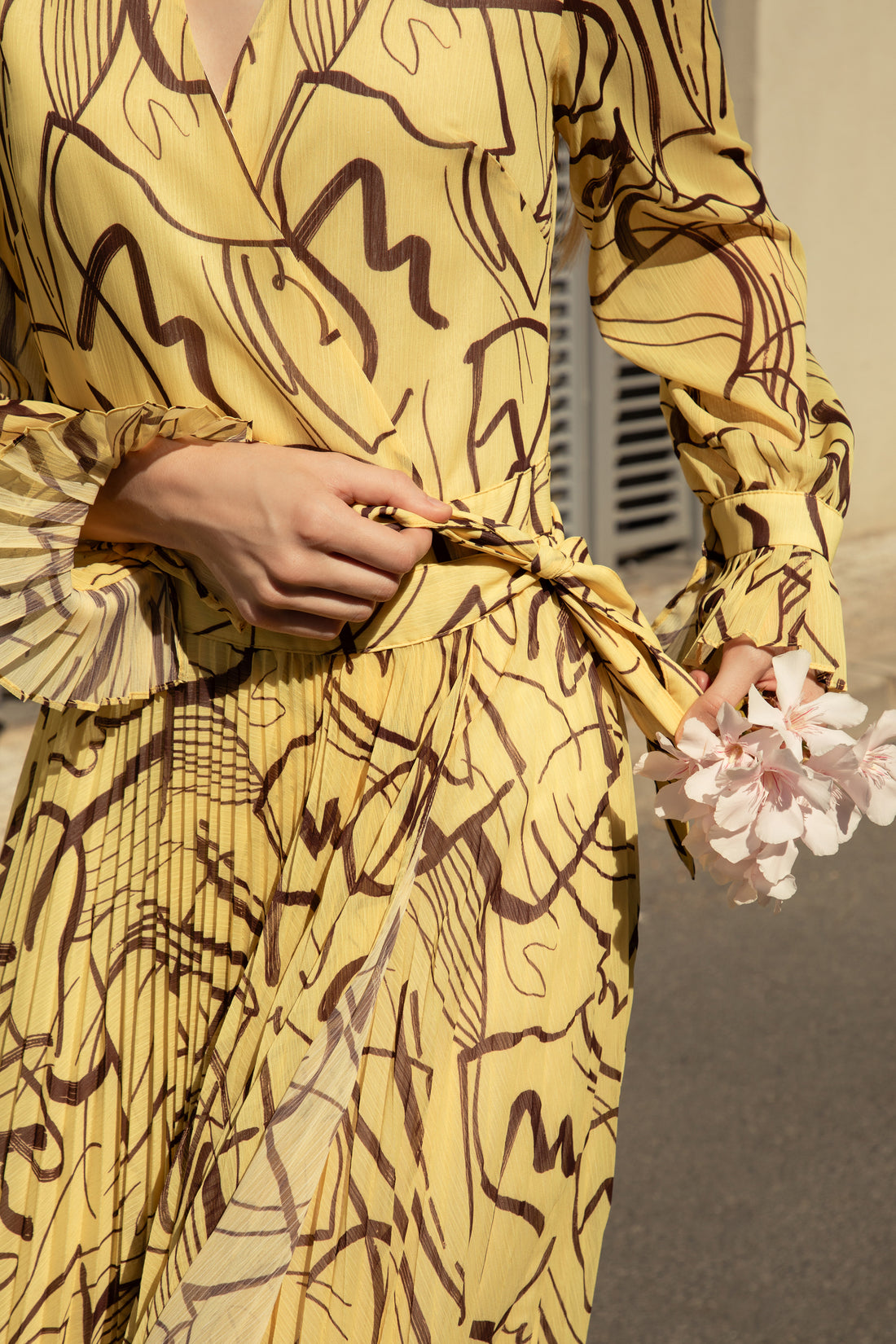 Exclusive Pleated Yoryo Chiffon Maxi Dress