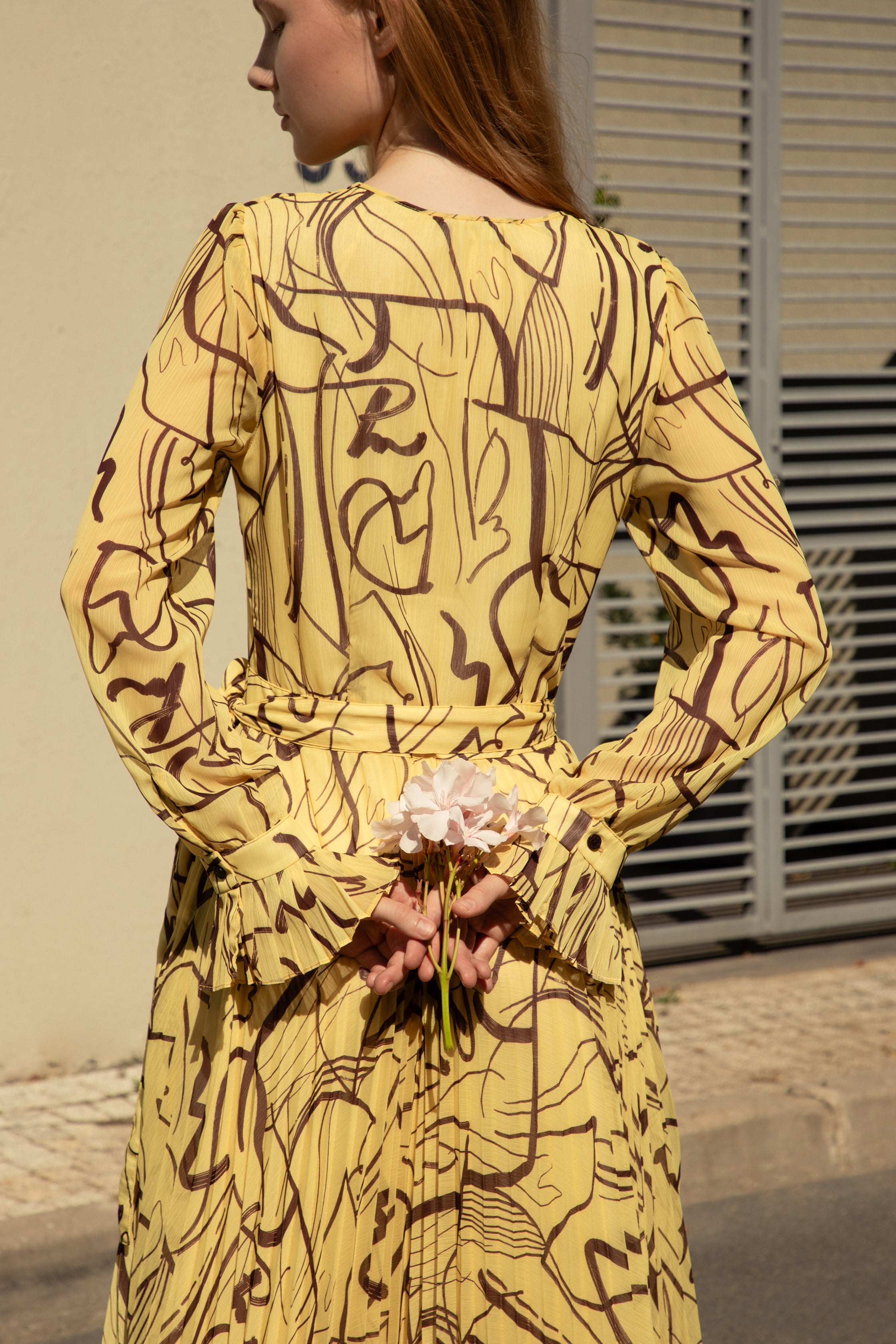 Exclusive Pleated Yoryo Chiffon Maxi Dress