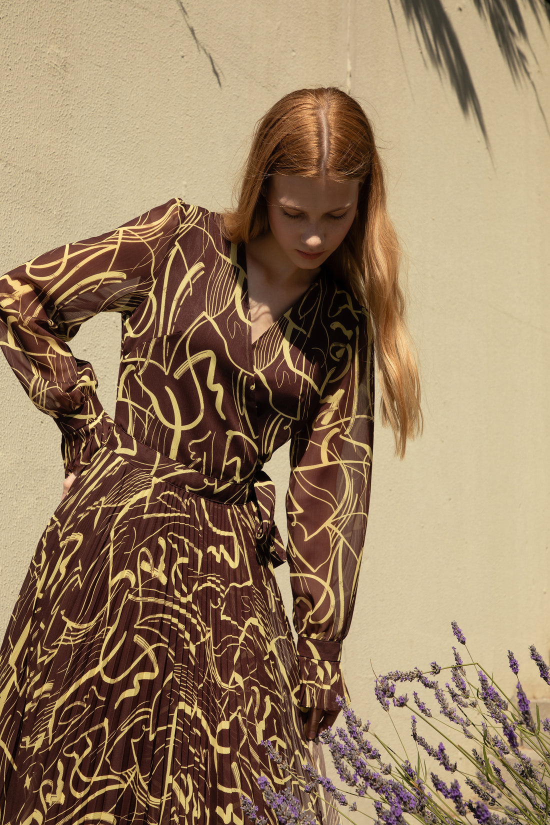 Deep Chocolate Exclusive Pleated Chiffon Dress