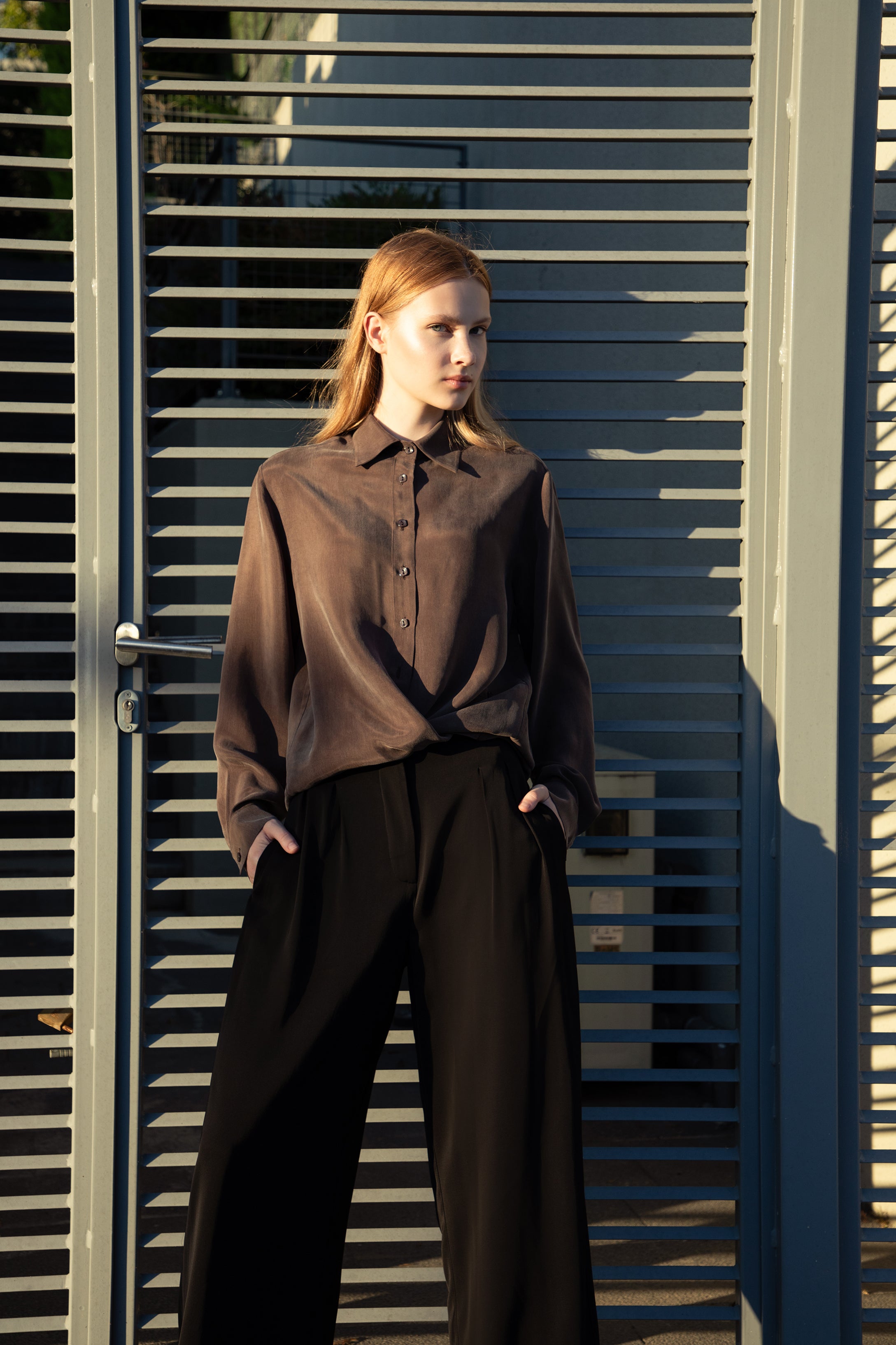 Cappuccino Silk-Cupro Multi-Way Shirt