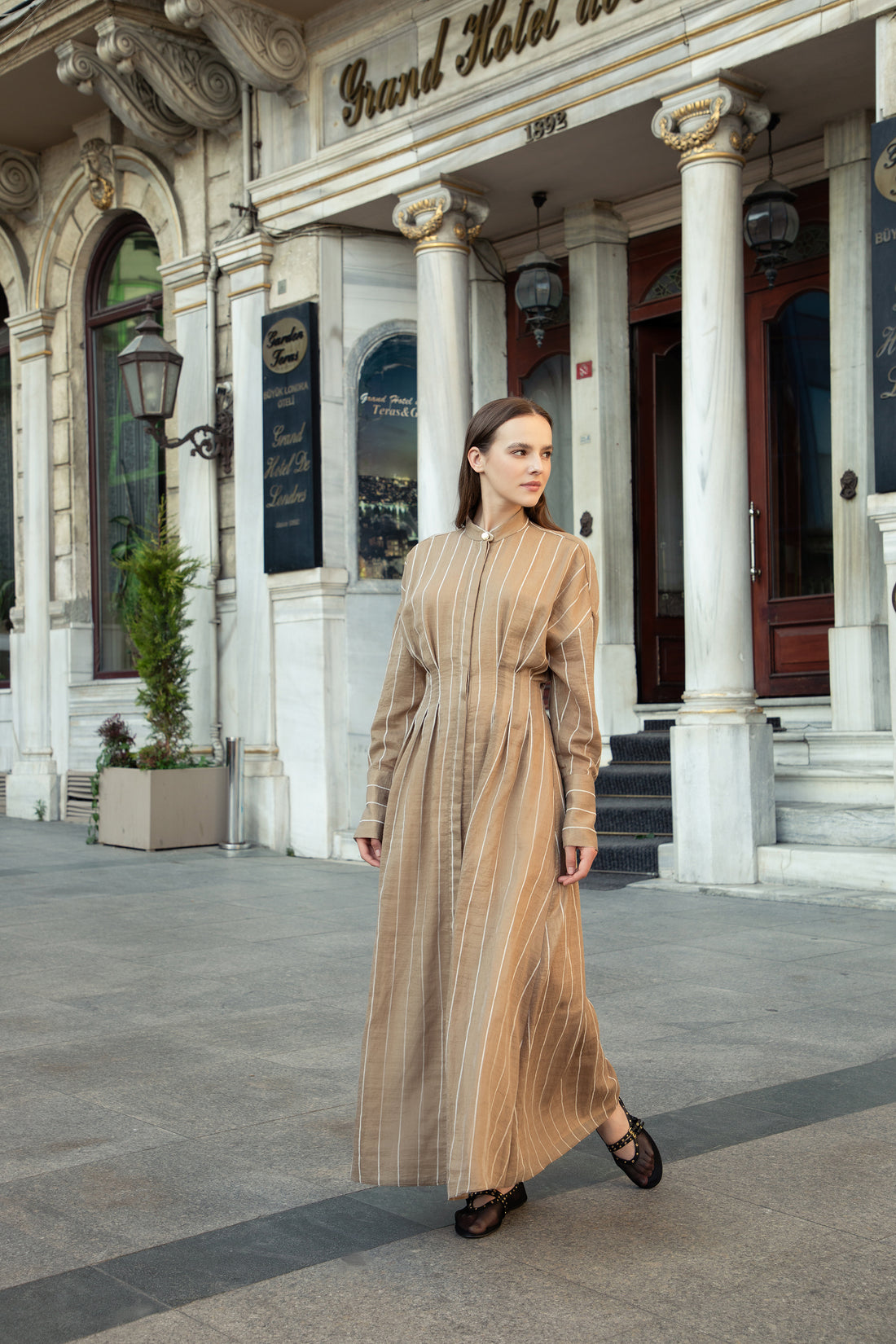 Sandy Striped Shimmer Shirt Dress