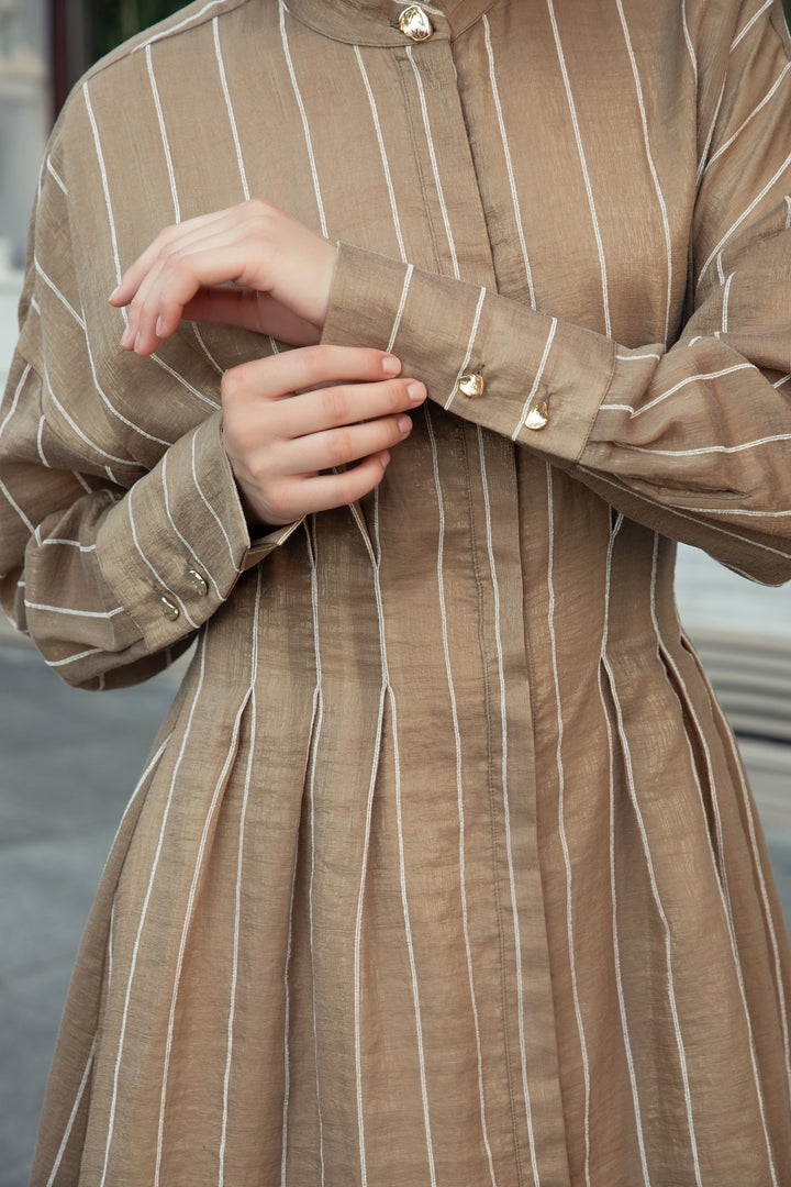Sandy Striped Shimmer Shirt Dress