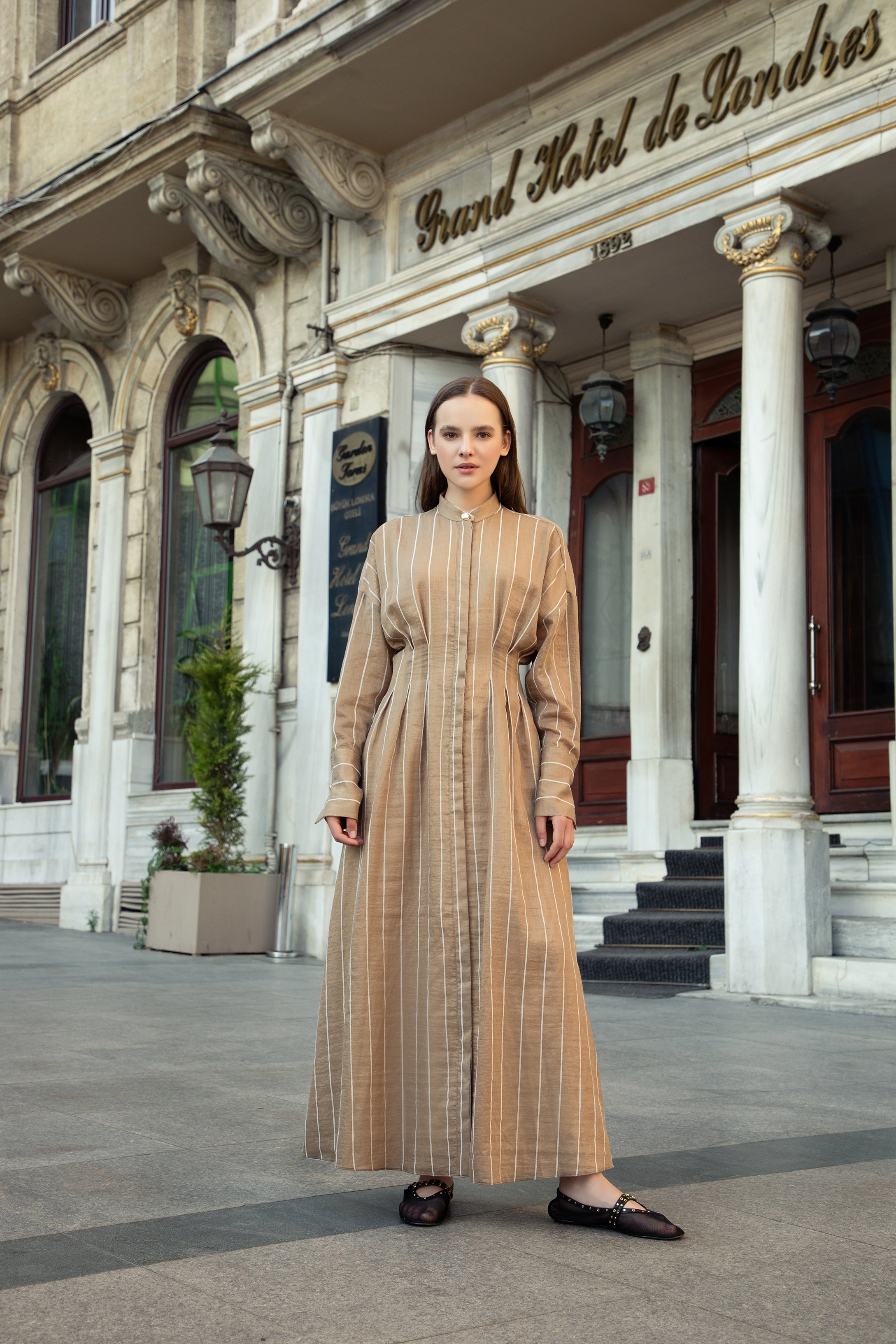 Sandy Striped Shimmer Shirt Dress